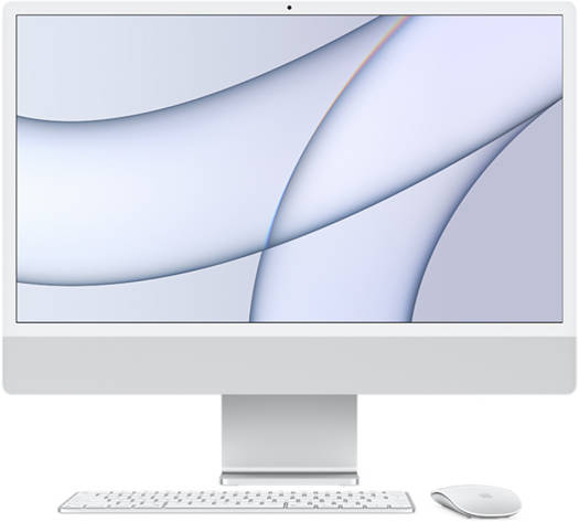 Apple iMac 24" 4.5K Retina Display Laptop, M1 Chip, 8 Core CPU, 8 Core GPU, 8GB RAM, 256GB SSD, 4480x2520 Resolution, English-Arabic KB, Touch ID, 143W Power Adapter, Silver | MGPC3 AB/A
