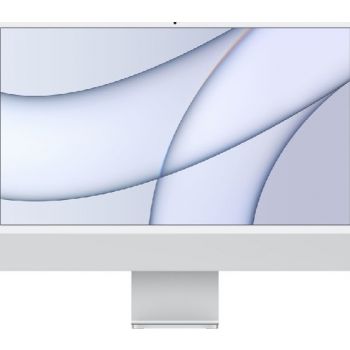 Apple iMac 2021 24'' 4.5K Retina Display PC, 4480x2520 Resolution, M1 8 Core CPU / 8 Core GPU, 8GB RAM, 512GB SSD, French Keyboard, macOS, Gigabit Ethernet, Silver | MGPD3FN/A