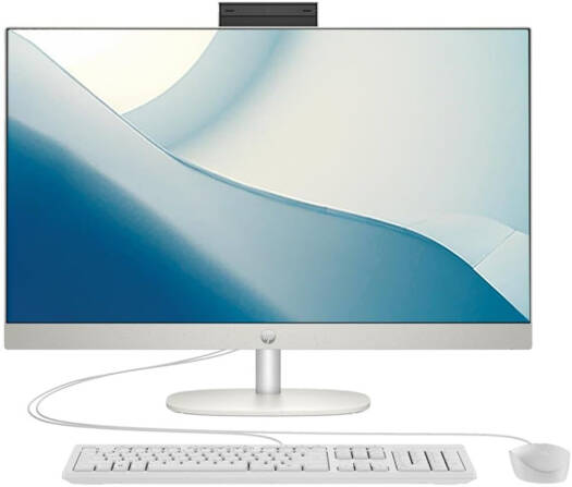 HP All-In-One 24-cr0307nh Desktop Computer, 23.8" FHD IPS Display, Intel Core i5-1335U, 8GB RAM, 512GB SSD, Intel Iris Xe Graphics, USB Wired Keyboard & Mouse, No OS, White | 24-cr0307nh