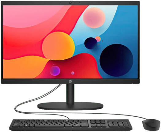 HP 22-dg0013nh All-in-One Desktop, 22" FHD Display, Intel Core i3-N300, 8GB RAM, 512GB SSD, Intel® UHD Graphics, HP 125 Mouse & Keyboard, No OS, Black | A99BKEA