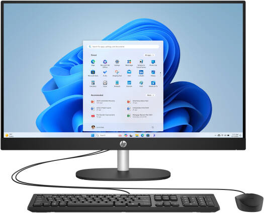 HP 27-cr2038nh All-in-One AI Desktop Computer, 27" FHD IPS Touch Display, Intel Core Ultra 7 255U, 8GB RAM, 512GB SSD, Intel UHD Graphics, HP 125 Wired Keyboard & Mouse, No OS, Jet Black | D30C1EA
