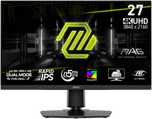 MSI MAG 272URDF E16 Gaming Monitor, 27" Rapid IPS Display, 4K UHD Max Resolution, Up to 320Hz in Dual-Mode Refresh Rate, 0.5ms (GtG) Response Time, AMD FreeSync Premium | MAG 272URDF E16