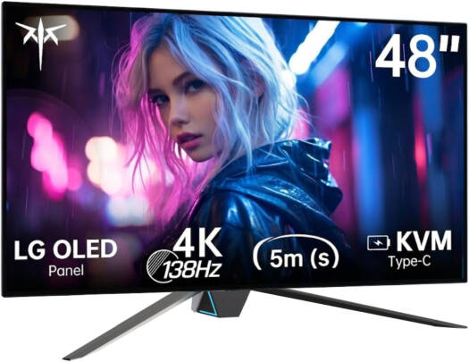 KTC G48P5S Gaming Monitor with Stand Set, 48" 4K UHD OLED Display, 138Hz Refresh Rate, 0.1ms (GtG) Response Time, AMD Freesync & G-Sync Technology, KVM Support, Built-In Speaker, White | G48P5S