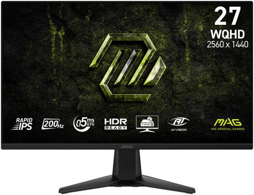 MSI MAG 275QF E20 Gaming Monitor, 27" Rapid IPS Display, WQHD Resolution, 200Hz Refresh Rate, 0.5ms (GtG) Response Time, AMD FreeSync Premium Technology, Black | 9S6-3CAA1M-003