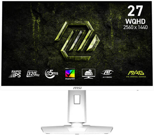 MSI MAG 274QRFW X32 Monitor, 27" Rapid IPS Display, WQHD Resolution, 320Hz Refresh Rate, 0.5ms (GtG) Response Time, AMD FreeSync Premium & NVIDIA G-Sync Technology, White | 9S6-3CE49H-028