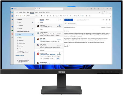 Lenovo ThinkVision S24-4e Monitor, 24" IPS Display, FHD Resolution, 100Hz Refresh Rate, 4ms (GtG) Response Time, 16.7m Color Display, Raven Black | 64B5KAT1UK