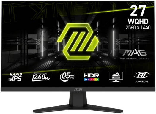MSI MAG 274QF X24 Gaming Monitor, 27" Rapid IPS Display, WQHD Resolution, 240Hz Refresh Rate, 0.5ms (GtG) Response Time, AI Vision Technology, Black | 9S6-3CE41H-061