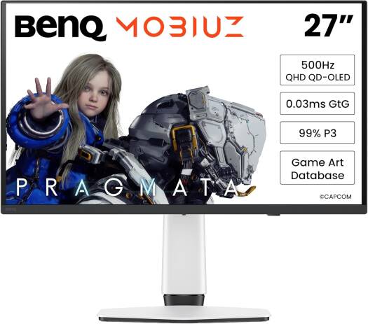 BenQ Mobiuz EX271QZ Gaming Monitor, 27" OLED Display, QHD Resolution, 500Hz Refresh Rate, 0.03ms (GtG) Response Time, AMD FreeSync Premium Pro, Graphene Film | EX271QZ