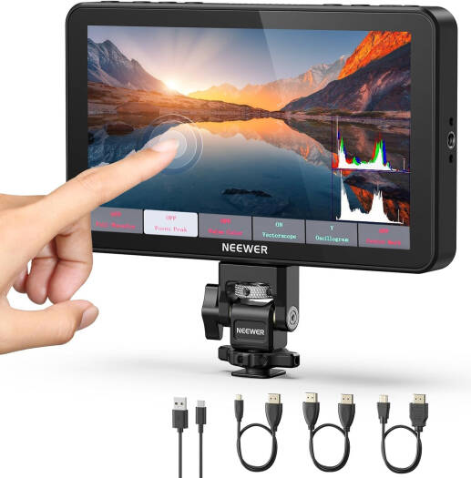 Neewer F700 7" FHD 1920x1080 Camera Field Monitor Waveform, Battery Included, HDMI On-Camera Monitor for DSLR & Mirrorless Video Production, Filmmaking, Vlogging & Live Streaming, Black | F700