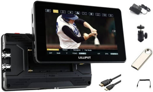 Senkut Lilliput HT5S Camera Field Monitor, 5.5" LCD Display, Full HD Resolution, 2000 Nits Sunlight-Readable Display, HDR Support, Professional On-Camera Monitor for DSLR, Black | HT5S