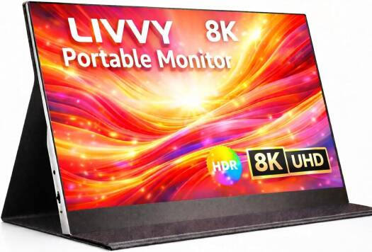 Portable Monitor 15.6", 8K UHD 7680-4320 IPS Display, 72 RGB, Built-in Speakers, USB-C Type-C, Compatible with iPhone, PC, Laptop, MacBook, Xbox, Laptop Extended Screen,