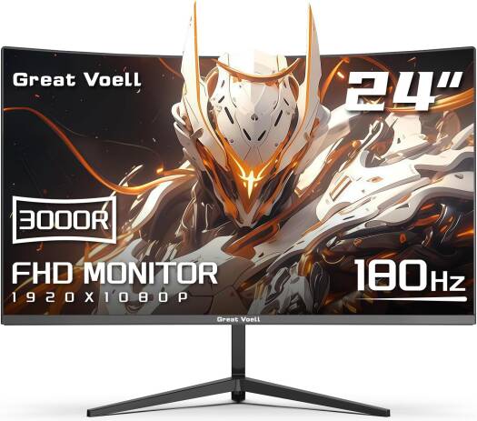 Great Voell Q240B16 Gaming Monitor, 24" VA Display, FHD Resolution, 180Hz Refresh Rate, 1ms (MPRT) Response Time, AMD FreeSync Technology, Black | Q240B16