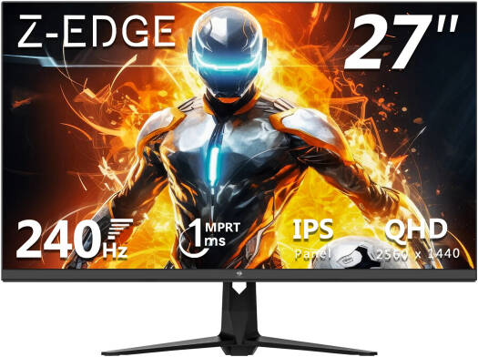 Z-EDGE UG27QS Gaming Monitor, 27" IPS Display, QHD Resolution, 240Hz Refresh Rate, 1ms (MPRT) Response Time, AMD FreeSync Support, Black | UG27QS
