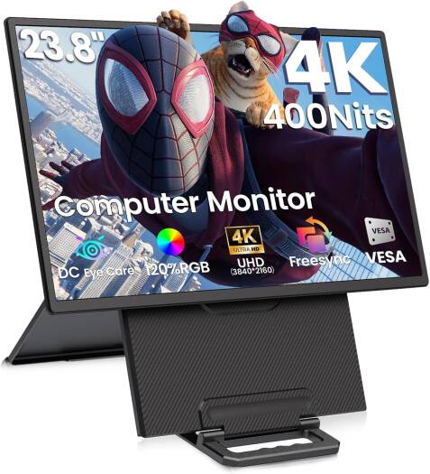 V2COM D1U 23.8-Inch 4K UHD Portable Monitor, IPS Ultra-Slim Large Screen with 120% sRGB, FreeSync, USB-C HDMI, for Laptop, MacBook, Xbox, PS5 | VD1U