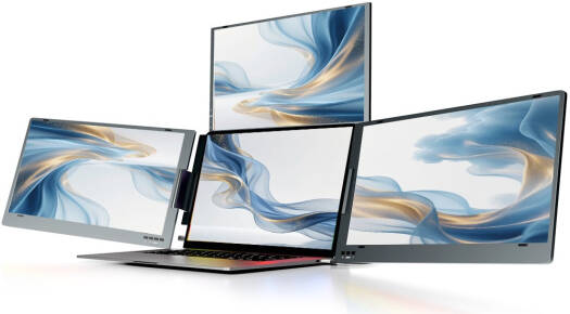 V2COM W3 15.6" Quad Screen Laptop Extender with Three External Displays, FHD 1080P IPS, 350 Nits, USB-C/USB-A, Portable Monitor for Business Multitasking | VW3