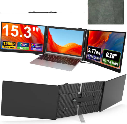 V2COM S8 Ultra Max Ultra-Thin Laptop Screen Extender 15.3" FHD 1200P Portable Monitor, Dual Screen Productivity Display, Plug & Play for 14" 17.3" Laptops | VS8UM