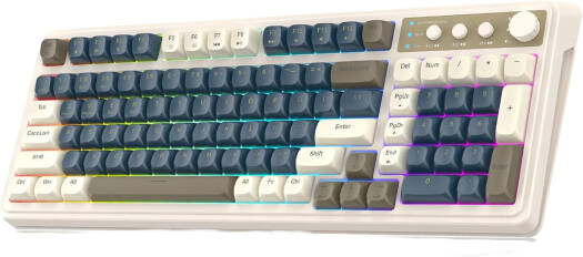 AULA S99 Gasket 98% Membrane Keyboard, 99 Keys, RGB Phantom Lighting, PBT Ball Cap, 2000mAh Battery, Tri-Mode Connectivity, Retro Gray | S99