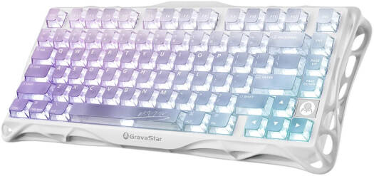 GravaStar Mercury K1 Lite 75% Gaming Keyboard, 80 Keys, Hot-Swappable, RGB Lighting, Full N-Key Rollover, Programmable Keys, 4000mAh Battery, English-Arabic Layout, Crystal Aurora | MK1-Lite