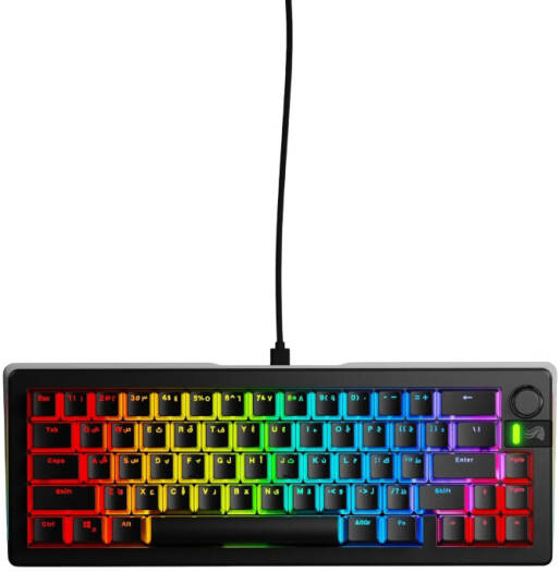 Glorious GMMK 3 Prebuilt 65% Mechanical Keyboard, ENG-ARB Layout, Modular Gasket, 5-Pin MX Hotswap Support, Fox Mechanical Switches, GPBT Doubleshot Keycaps, Black | 65-PB-FOX-W-BLK-AR