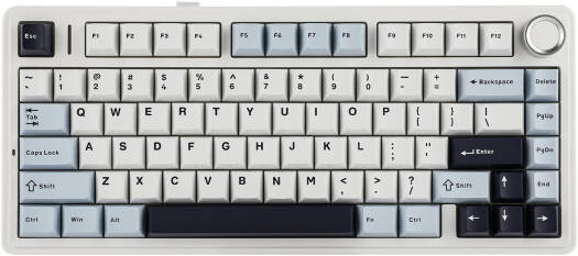 AULA F75 Gasket Wireless 75% Mechanical Keyboard, 80 Keys, 1000Hz Polling Rate, RGB Lighting, Hot Swappable, LEOBOG Greywood V3 Switch, NKRO, 4000mAh Battery, Tri-Mode, Light Blue | F75