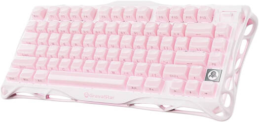 GravaStar Mercury K1 Wireless Mechanical Keyboard Special Edition, Streamlined 75% Layout Featuring 79 Keys + Knob, GravaStar x Kailh Cherry Pink Linear Key Switches, 8000mAh, Sakura Pink | Mercury K1
