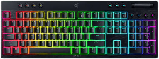 Razer BlackWidow V4 Low-Profile HyperSpeed Mechanical Gaming Keyboard, English Layout, 1000Hz Polling Rate, Chroma RGB Lighting, Razer Yellow Switch, Tri-Mode, Black | RZ03-05271500-R3M1