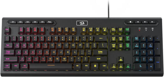 Redragon Aditya K513 Membrane Gaming Keyboard, 104 Keys Full-Size, 5 On-Board G Keys, Extra Media Control, 6 Preset Modes, 26 Anti-Ghost Keys, US QWERTY Keyboard Layout, Black | K513-RGB