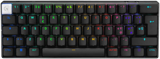 Logitech G PRO X 60 LIGHTSPEED 60% Wireless Keyboard, LIGHTSPEED, BT & USB-C Connection, Up to 65H Battery, LIGHTSYNC RGB Lighting, GX Tactile Optical Switches with US ENG Layout, Black | 920-011911