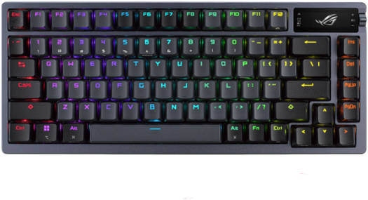 ASUS ROG Azoth 75 DIY Custom RGB Gaming Keyboard, OLED Display, Tri-mode Connection, Hot-Swappable ROG NX Red Switches & Keyboard Stabilizers, PBT Keycaps, ENG Layout, Black | 90MP0316-BKUA01