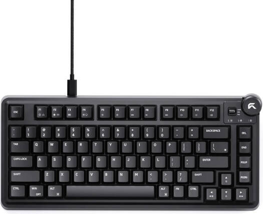 Cybeart Nighthawk 75 Lite Mechanical Gaming Keyboard, 75% Layout, Pre-Lubed Switches, Hot-Swappable, RGB Backlit, Tri Mode Connectivity, Media Knob, Black | KB-NIGHTHAWK75LITE-CYB01