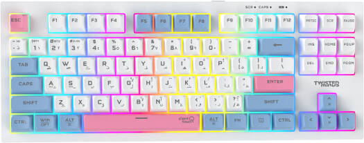 Twisted Minds TM-MK75-WL 75% Spectrum Pro Series Membrane Keyboard, 87 Keys, English/Arabic Layout, RGB Lighting, Silver Paste, Tri-Mode Connectivity, 2000mAh Battery, White | TM-MK75-WL