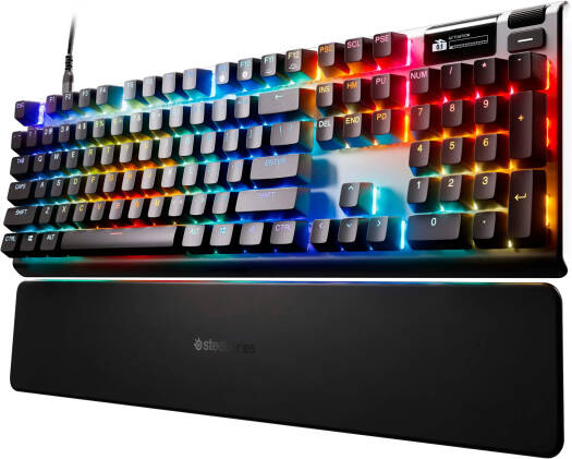 SteelSeries Apex Pro Gen 3 Full Size Mechanical Gaming Keyboard, OmniPoint 3.0 Adjustable HyperMagnetic Switches, Double Shot PBT Keycaps, US English Layout, Wired Connectivity, Black | 64660