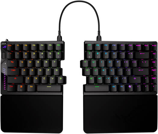 ASUS ROG Falcata Mechanical Gaming Keyboard, Compact 75% Split Design, ROG HFX V2 Magnetic Switch, Tri-Mode Connectivity, Hall Effect Technology, English-Arabic Layout, Black | 90MP043H-BKCA00