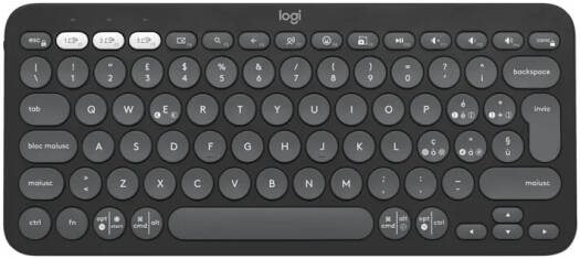 Logitech Pebble Keys 2 K380s Keyboard, Bluetooth 5.1 Connectivity, Up to 3 Multi-Device Pairing, Customizable Fn Shortcut Keys, 2x AAA Battery, English Layout, On / Off Button, Graphite | 920-011867