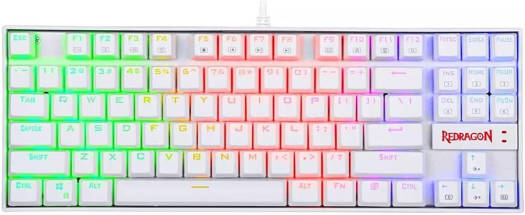 Redragon Kumara K552W-RGB-1 Mechanical Gaming Keyboard, 87 Standard Keys, Red Switches, Anti Ghosting, Compact TKL Tenkeyless Ergonomic Designed, English Layout, White | K552W-RGB-Red