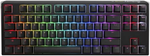 Ducky One 80% Mechanical Keyboard, Cherry MX Blue Mechanical Switch, Double Shot PBT, Detachable USB-C, English Layout, Black | DKON2187ST-CUSPDCLAWSC1