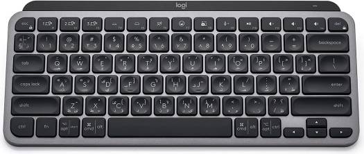Logitech MX Keys Mini Minimalist Wireless Illuminated Keyboard, Bluetooth / USB-C Connector, 10m Range, English Arabic Layout, Graphite Black | 920-010503