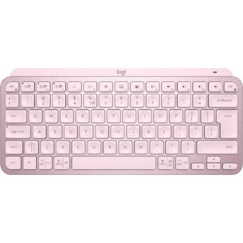 Logitech MX Keys Mini Minimalist Wireless Illuminated Keyboard, Bluetooth / USB-C Connector, 10m Range, US International Qwerty, Rose Pink | 920-010500