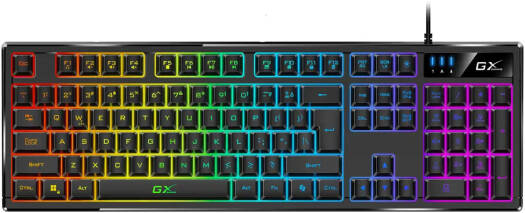 Genius Scorpion K7 Keyboard, English-Arabic Layout, 19 Anti-Ghosting Keys, Programmable Macro Keys, Illuminated Keys, RGB Lighting Modes, Adjustable Backlight Brightness, Black | SCRPNK7