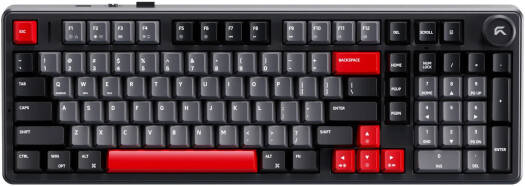 Cybeart Akula 99 Signature Edition Gaming Keyboard, 99% Layout, Pre-Lubed Switches, Hot-Swappable, RGB Backlit, Full-Size Wired USB-C Keyboard with Media Knob, Black/Red/Gray | KB-AKULA99TRI-CYB01