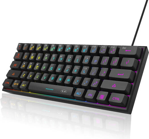 MageGee TS91 Wired Membrane Gaming Keyboard, RGB Backlight, 60% Layout, Metallic Feeling Membrane Keyboard, Ergonomic Design, 1.8m Cable Length, English-Arabic K/B, Black | TS91