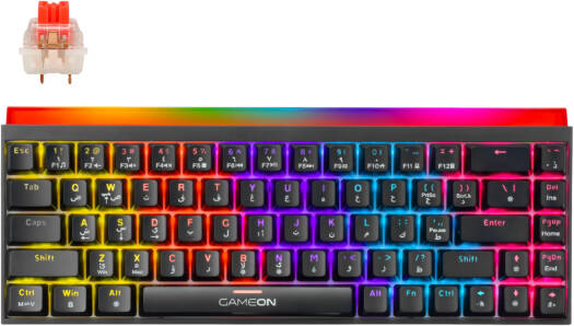 GAMEON GO-MK260-RS Mechanical Wired Gaming Keyboard, 60% Mechanical Layout, 68-Key Design, Linear Red Switch, English/Arabic Keycaps, Dynamic RGB Lighting Effects, Black | GO-MK260-RS