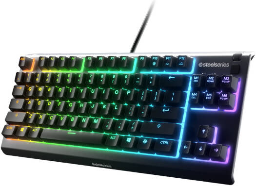 SteelSeries Apex 3 TKL Wired Membrane Gaming Keyboard, With 8 Zone RGB Backlighting, IP32 Water Resistant, Gaming Grade, English - Arabic Layout, Black | 64931