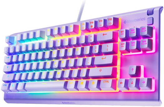 SteelSeries Apex 3 TKL Wired Membrane Gaming Keyboard, Whisper-Quiet Gaming Switches, Customizable 8-Zone RGB Illumination, High Quality Polymer Frame, English (US) Layout, Lavender | 64940