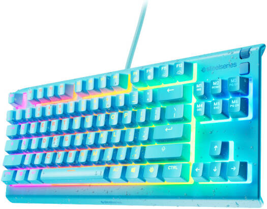 SteelSeries Apex 3 TKL Wired Membrane Gaming Keyboard, Whisper-Quiet Gaming Switches, Customizable 8-Zone RGB Illumination, High Quality Polymer Frame, English (US) Layout, Aqua | 64933
