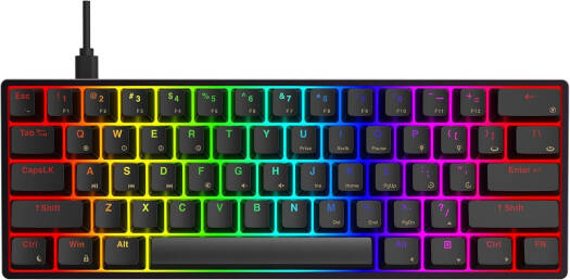 AEON AC61M GK61 RGB Gaming Keyboard, 60% Layout, 61 Keys, PBT Keycap, Hot Swappable, Aluminum Case, Gateron Optical Blue Switch, Built-In 9 Kinds of Lighting Effects, Black | AC61M GK61