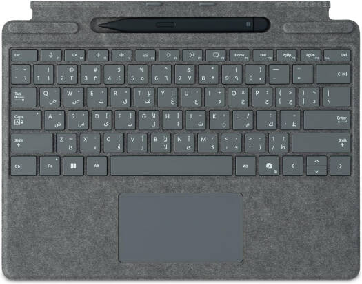 Microsoft Surface Pro 11th Edition Keyboard With Slim Pen 2, Compatible with Surface Pro 13" (11th Edition), English/Arabic Layout, Platinum | 8X6-00227