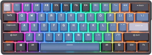RK Royal Kludge RK61 Plus Mechanical Keyboard, 61 Keys, Hot Swappable, 18 RGB Backlight Modes, Brown Switch, Tri-Mode Connectivity, Detachable USB Cable, Indigo | RK61 Plus