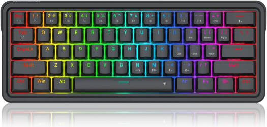 Redragon Ironguard K722 60% Wired Mechanical Keyboard, 61 Keys, Hot-Swappable Switch, 3-Layer Noise Dampening, Dragon Chant Switch, Free-Mod Socket, Black | K722-RGB