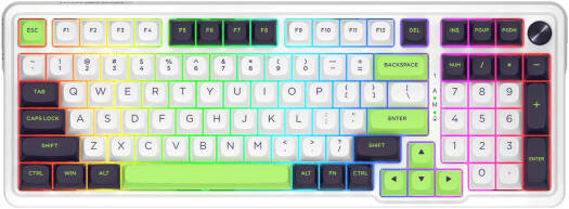Redragon EISA MAX K686 PRO Wireless Gasket Mechanical Keyboard, 96% Layout, 98 Keys, 5 Layer Sound Kit, Linear Mint Mambo Switch, Knob Control, 4000mAh Battery, White/Green/Black | K686WBG-RGB-MAX